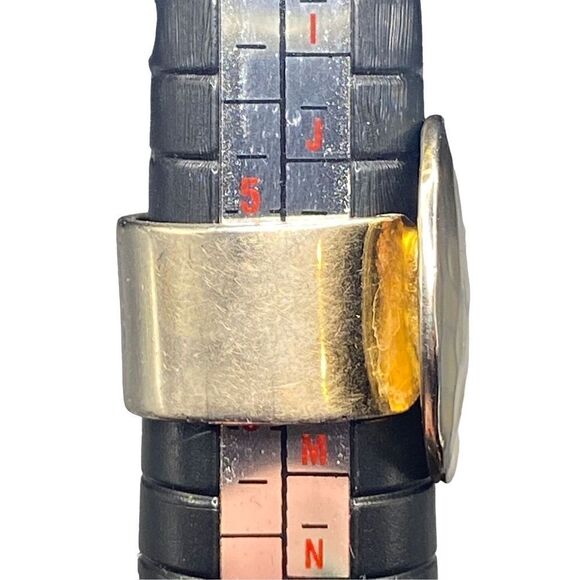 Sterling silver 925 hammered disc ring gold clad size 5 - Picture 5 of 8